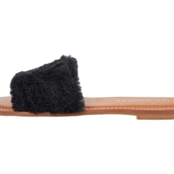 NEW Jack Rogers Women's Faux Fur Sabrina Slide BLACK COZY SANDAL SHOES SLIP ON - Picture 3 of 6
